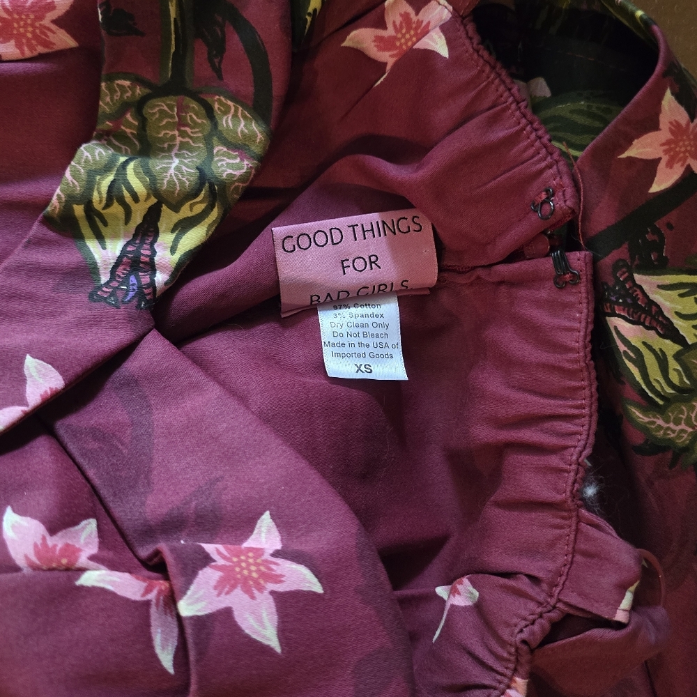 Floral Burgundy Wrap Dress - Picture 3 of 6